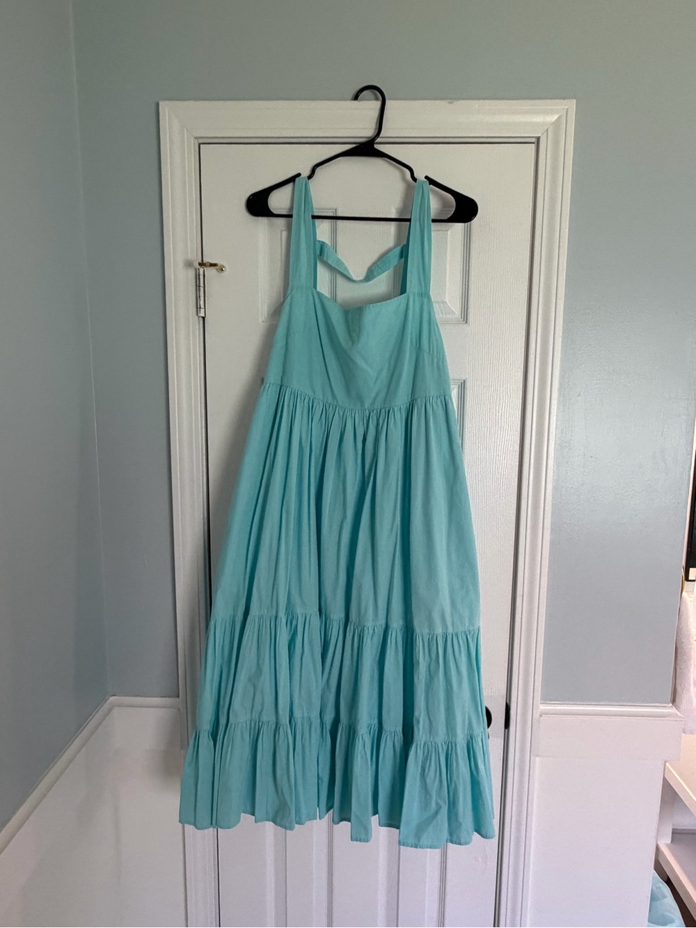 Anthropologie Aqua Tiered Midi Sundress